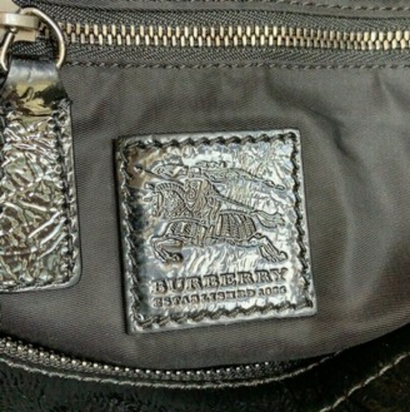 Burberry Black & White Nylon Leather Tote - Picture 5 of 5